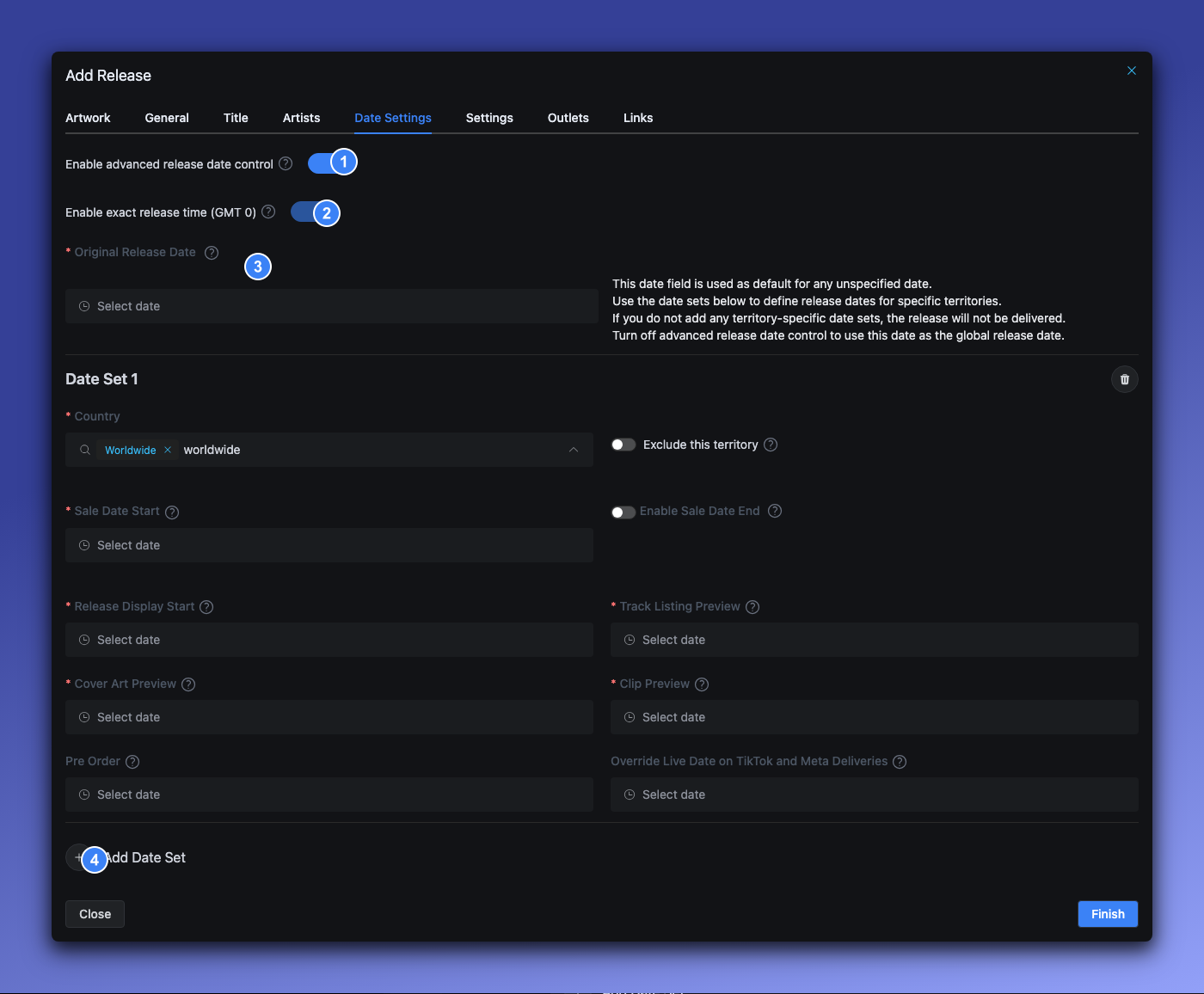 Advanced Date Settings